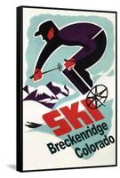 Breckenridge, Colorado - Retro Skier-Lantern Press-Framed Stretched Canvas