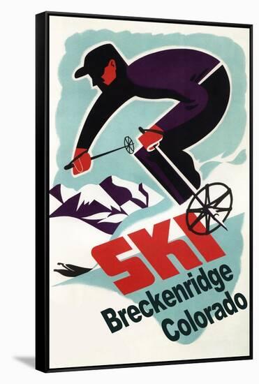 Breckenridge, Colorado - Retro Skier-Lantern Press-Framed Stretched Canvas