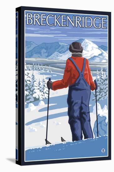 Breckenridge, Colorado, Skier Admiring View-Lantern Press-Stretched Canvas