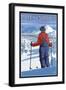 Breckenridge, Colorado, Skier Admiring View-Lantern Press-Framed Art Print