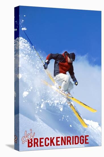 Breckenridge, Colorado - Skier-Lantern Press-Stretched Canvas