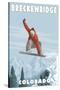 Breckenridge, Colorado - Snowboarder Jumping-Lantern Press-Stretched Canvas