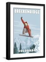 Breckenridge, Colorado - Snowboarder Jumping-Lantern Press-Framed Art Print