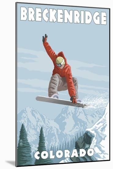 Breckenridge, Colorado - Snowboarder Jumping-Lantern Press-Mounted Art Print