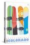 Breckenridge, Colorado, Snowboards in the Snow-Lantern Press-Stretched Canvas