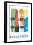 Breckenridge, Colorado, Snowboards in the Snow-Lantern Press-Framed Art Print