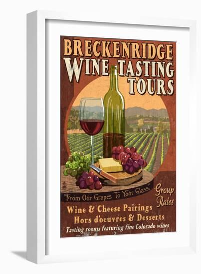 Breckenridge, Colorado - Wine Tasting Vintage Sign-Lantern Press-Framed Art Print