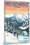 Breckenridge, Colorado - Winter Skiers - Lantern Press Artwork-Lantern Press-Mounted Art Print