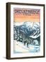 Breckenridge, Colorado - Winter Skiers - Lantern Press Artwork-Lantern Press-Framed Art Print