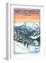 Breckenridge, Colorado - Winter Skiers - Lantern Press Artwork-Lantern Press-Framed Art Print