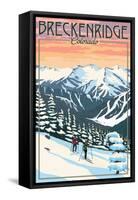 Breckenridge, Colorado - Winter Skiers - Lantern Press Artwork-Lantern Press-Framed Stretched Canvas