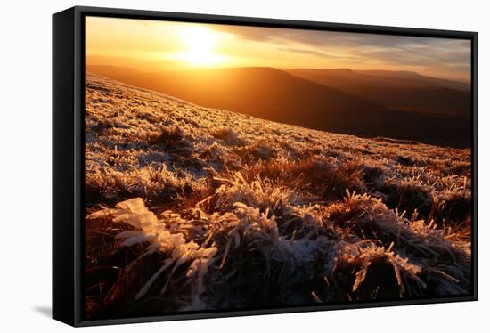 Brecon Beacons in winter, Brecon Beacons National Park, South Wales, United Kingdom, Europe-David Pickford-Framed Stretched Canvas