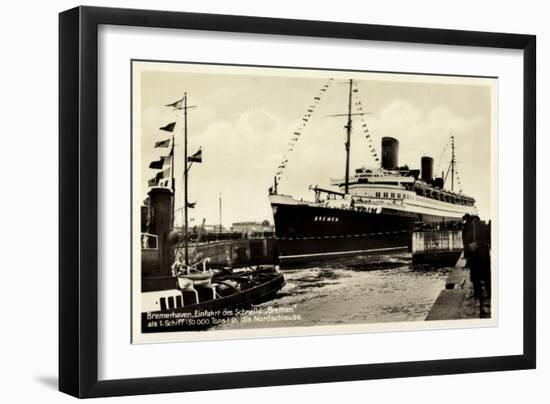 Bremerhaven, Norddeutscher Lloyd, Dampfer Bremen-null-Framed Giclee Print