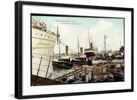 Bremerhaven, Norddeutscher Lloyd, Hafenbetrieb, Schiffe-null-Framed Giclee Print