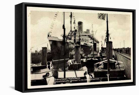 Bremerhaven, Nordschleuse, Dampfer Bremen-null-Framed Stretched Canvas