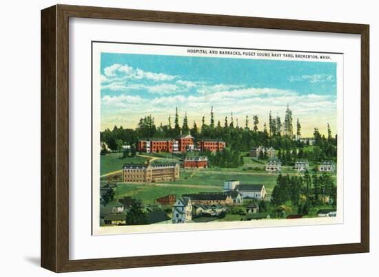 Bremerton, Washington, General View of the Hospital and Barracks-Lantern Press-Framed Art Print