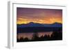 Bremerton, Washington State, USA. Olympic Mountains, Puget Sound, Kitsap Peninsula sunset-Jolly Sienda-Framed Photographic Print