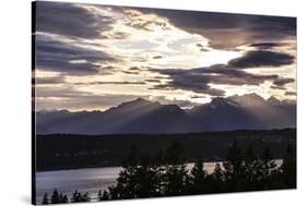 Bremerton, Washington State, USA, Olympic Mountains, Puget Sound sunset-Jolly Sienda-Stretched Canvas