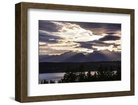 Bremerton, Washington State, USA, Olympic Mountains, Puget Sound sunset-Jolly Sienda-Framed Photographic Print