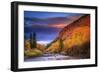 Brennen Fitzgerald Fishes in the Eagle River Near Wolcott Colorado at Sunset-Jay Goodrich-Framed Photographic Print