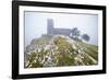 Brent Tor church in early morning fog, North Brentor, Dartmoor National Park, Devon, England-Stuart Black-Framed Photographic Print