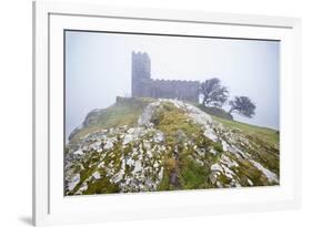 Brent Tor church in early morning fog, North Brentor, Dartmoor National Park, Devon, England-Stuart Black-Framed Photographic Print