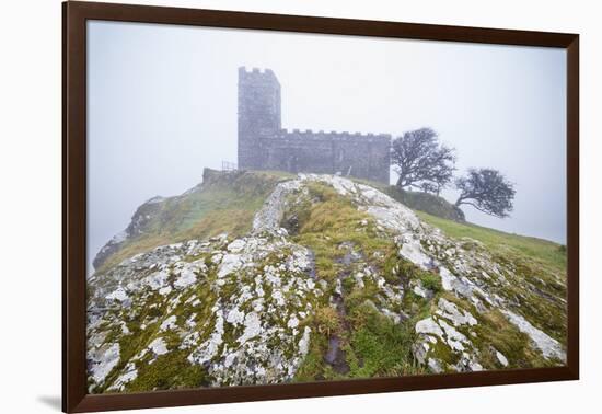 Brent Tor church in early morning fog, North Brentor, Dartmoor National Park, Devon, England-Stuart Black-Framed Photographic Print