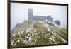 Brent Tor church in early morning fog, North Brentor, Dartmoor National Park, Devon, England-Stuart Black-Framed Photographic Print