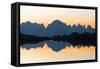 Brenta Dolomites mountains reflected in pristine water of Lago Nero di Cornisello-Roberto Moiola-Framed Stretched Canvas