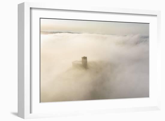 Brentor Church surrounded by morning mist in autumn, Dartmoor, Devon, England-Adam Burton-Framed Photographic Print