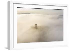 Brentor Church surrounded by morning mist in autumn, Dartmoor, Devon, England-Adam Burton-Framed Photographic Print