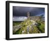 Brentor Church with Storm Clouds Behind, Evening View, Dartmoor Np, Devon, Uk. October 2008-Ross Hoddinott-Framed Photographic Print