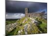 Brentor Church with Storm Clouds Behind, Evening View, Dartmoor Np, Devon, Uk. October 2008-Ross Hoddinott-Mounted Photographic Print