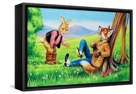 Brer Rabbit and Brer Fox-Henry Charles Fox-Framed Stretched Canvas