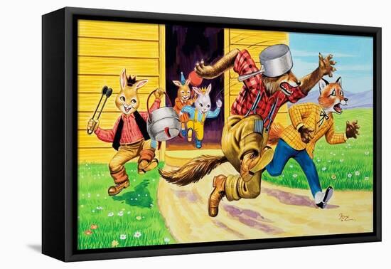 Brer Rabbit, Friends and Saucepans-Henry Charles Fox-Framed Stretched Canvas