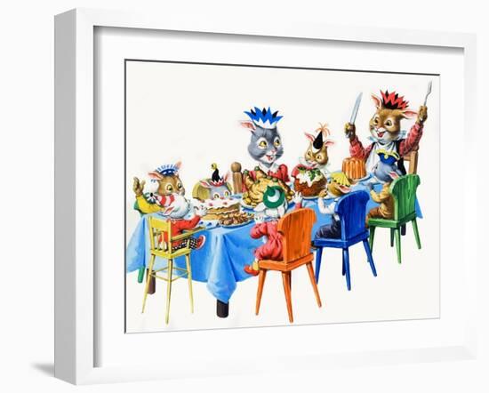 Brer Rabbit's Christmas Meal-Virginio Livraghi-Framed Giclee Print