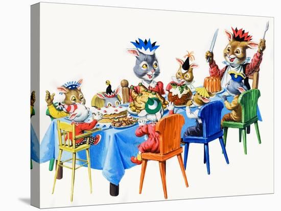 Brer Rabbit's Christmas Meal-Virginio Livraghi-Stretched Canvas