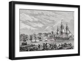 Brest in 1791, Engraved by Le Breton, from 'Histoire De La Revolution Francaise' by Louis Blanc…-null-Framed Giclee Print