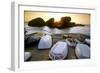 Bretagne, Sea, Rocks and Boats on the Beach at Ploumanach-Marcel Malherbe-Framed Photographic Print