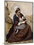 Breton Breastfeeding her Child-Jean-Baptiste-Camille Corot-Mounted Giclee Print