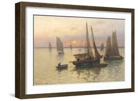 Breton Fishing Boats at Sunset-Louis Timmermans-Framed Giclee Print