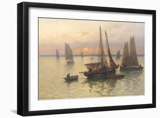 Breton Fishing Boats at Sunset-Louis Timmermans-Framed Giclee Print