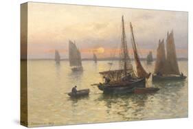 Breton Fishing Boats at Sunset-Louis Timmermans-Stretched Canvas