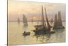 Breton Fishing Boats at Sunset-Louis Timmermans-Stretched Canvas