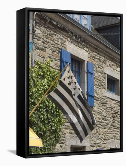 Breton Flag in the Old Walled Town of Concarneau, Southern Finistere, Brittany, France, Europe-Amanda Hall-Framed Stretched Canvas