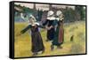 Breton Girls Dancing, Pont-Aven. Dated: 1888. Dimensions: overall: 73 x 92.7 cm (28 3/4 x 36 1/2...-Paul Gauguin-Framed Stretched Canvas