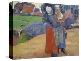 Breton Peasant Women Having a Conversation, 1894-Paul Gauguin-Stretched Canvas