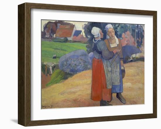 Breton Peasant Women Having a Conversation, 1894-Paul Gauguin-Framed Giclee Print