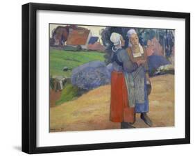 Breton Peasant Women Having a Conversation, 1894-Paul Gauguin-Framed Giclee Print