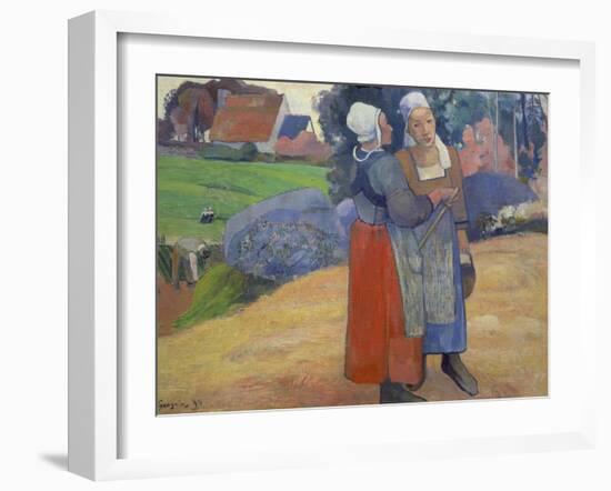 Breton Peasant Women Having a Conversation, 1894-Paul Gauguin-Framed Giclee Print